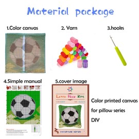 German Shepherds Latch Hook Pillow Kit for Adults Throw Pillow Cover with Printed Canvas DIY Hook Crochet Yarn Needle Craft Easy Handmade Cushion for Home Sofa Decoration 43x43cm