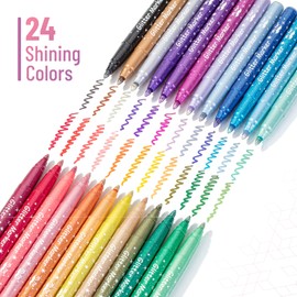 Mr. Pen- Glitter Markers, 24 pcs, Assorted Color, Medium Tip Glitter Markers for Adults