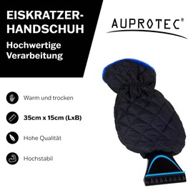 AUPROTEC Ice Scraper Lined with Glove, Warming Snow Scraper Car with Glove, Windscreen Scraper Car with Icebreaker Edge and Elastic Band, Black/Blue