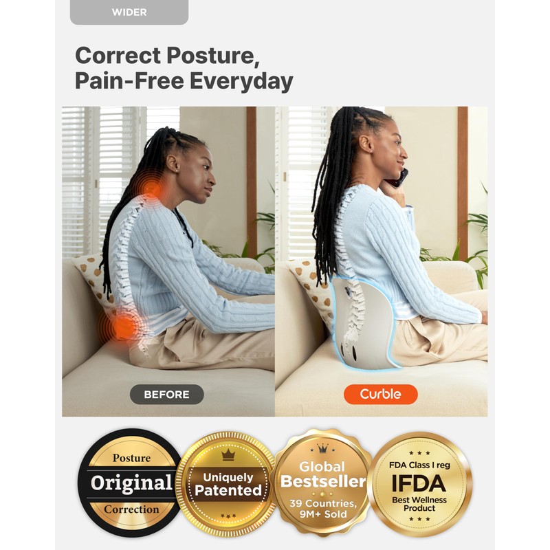 curble Wider(Standard Wide) 2PACK – Ergonomic Lower Back Chair Support,