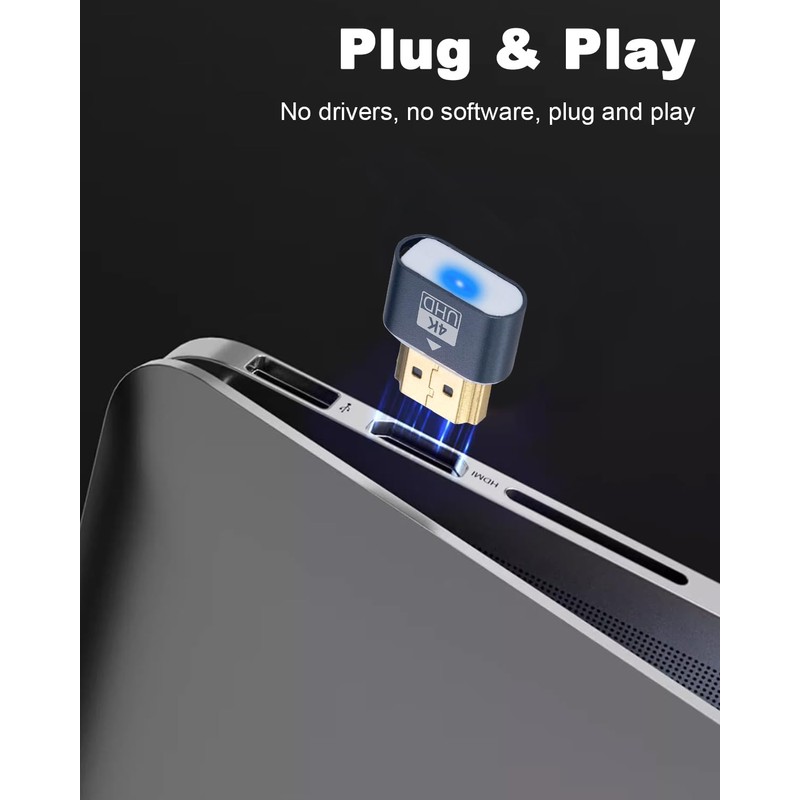 Duttek 4K HDMI Dummy Plug - Virtual Monitor Display Emulator