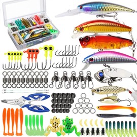 Fishing Lures Tackle Box Bass Fishing Kit,Saltwater and Freshwater Lures Fishing Gear Including Fishing Accessories and Fishing Equipment for Bass,Trout, Salmon