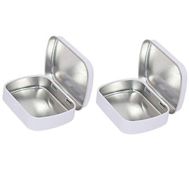 8Pcs Metal Hinged Top Tin Box Containers Rectangular Empty Portable Mini Storage Case Box with Lid for Candies, Pills, Earring, Jewelry and Other Small Craft Item (White)