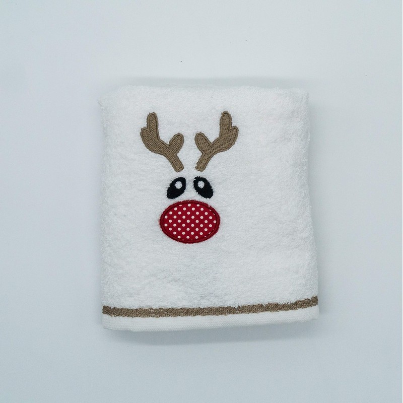 Lex's Linens Rudolph Embroidered Christmas Hand Towel