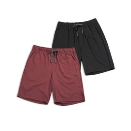 LAPASA 2 packs Men's Poly-cotton Lightweight Lounge Shorts M93 (M93 Black, Burgundy, X-Large)