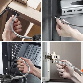 LinaLife 2pcs 1/4" Extension Screwdriver Drill Bit Flexible Shaft Bit Holder Connecting Holder Flex Shaft Impact Driver for Hand Ratchet Screwdriver Bits Quick Change 1/4 Hex Shank 20CM AND 30CM