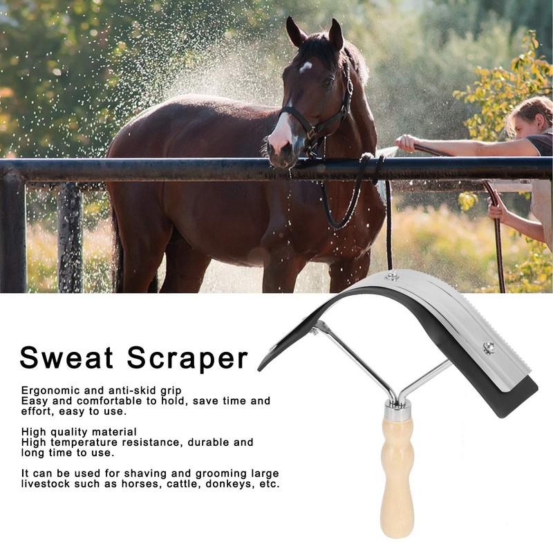 EVTSCAN Horse Sweat Scraper with Wood Handle Non Slip Horse