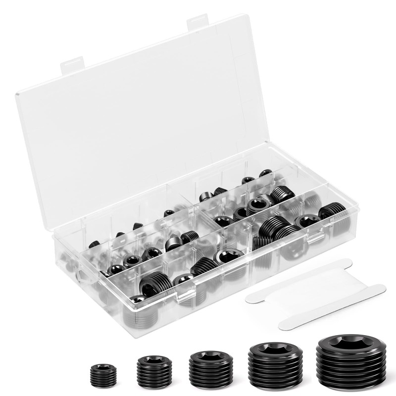 GASHER 70Pcs Carbon Steel Pipe Plug Fitting Internal Hex Thread