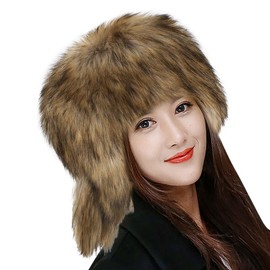 Winter Faux Fur Cossack Russian Style Hat Warm Ushanka Fuzzy Classic Tail Trim Plush Hat Outdoor Hunting Snow Ski Cap