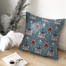 HUASHUZI Cushion Covers William Morris 45x45cm Blue Vintage Decorations Double Sided Pattern Throw Pillow Case Set of 2 Home Decor for Sofa Bench Couch