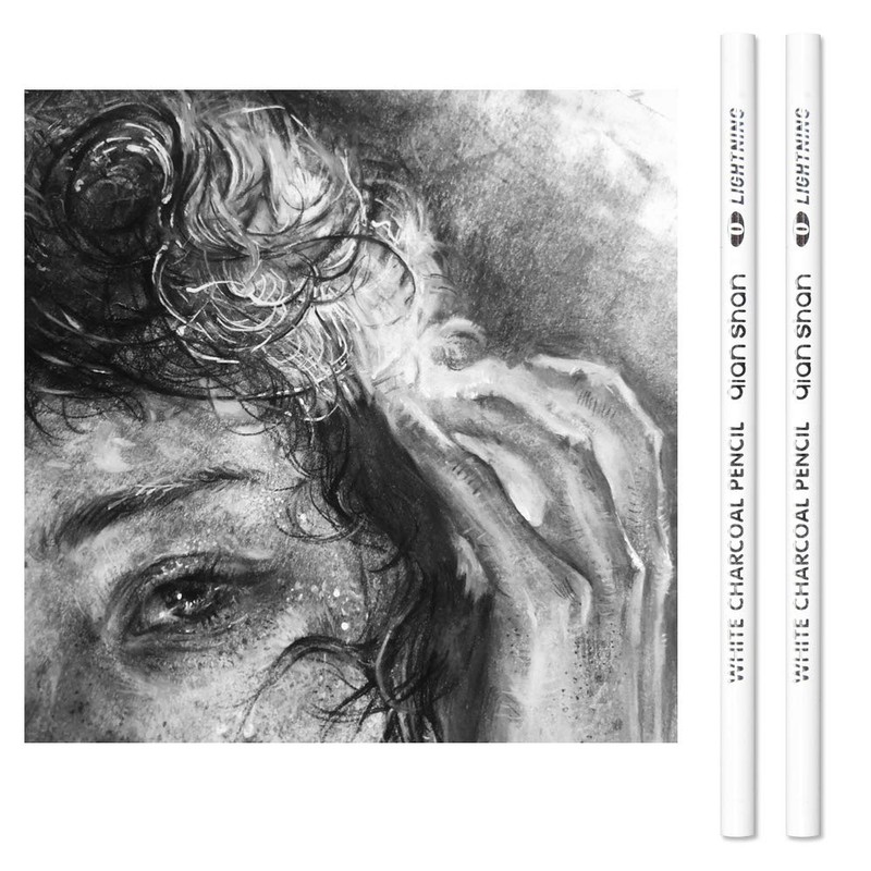 2 Pcs White Sketch Charcoal Pencils -Professional Hight Quality Sketch