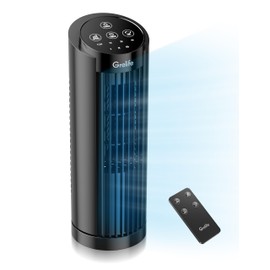 Grelife 13" Electronic Tower Fan with Remote Control, 3 Speed & 3 Modes, 90° Oscillation, LED Display, 7.5H Timer, Quiet Bladeless Cooling – Portable Space-Saving for Bedroom Office, Home