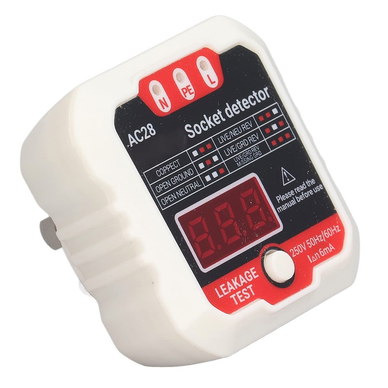 Polarity Socket Tester, 250V 50Hz 60Hz LCD Electric Leakage Outlet