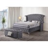 Acme Rebekah Fabric Tufted Upholstered Bench with Storage in Gray