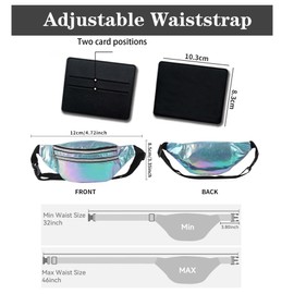 Holographic Bumbag Set,BAIYSFFG Vintage Fanny Pack with Leather Clip Neon Hiking Waist Bag for Ladies 80s Waterproof Belt Bags Women Hiking Wasit Packs for Outdoor Travel, Jogging, Dog Walking