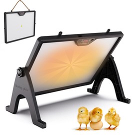 16 x 12 Inch Dual-Sided Chicken Brooder Heating Plate, Adjustable Temperature with Digital Display Panel, 360° Adjustable Angle, Brooder Heat Plate for Chicks, Timer & Built-in Light, Up to 30 Chicks