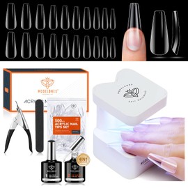 modelones Nail Tips and Glue Gel Kit, Pack of 500 Nail Tips, Nail Glue, Mini UV Lamp for Gel Nails, Gel Nail X Extension Set, Glue Gel Nail Kit, Nail Extension Nail Art Gifts