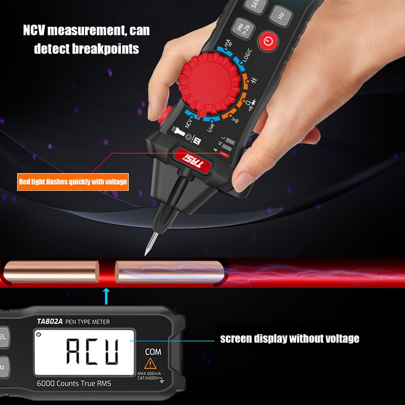 Pocket Pen Multimeter Portable Mini Smart Digital Meter Ammeter TA802A