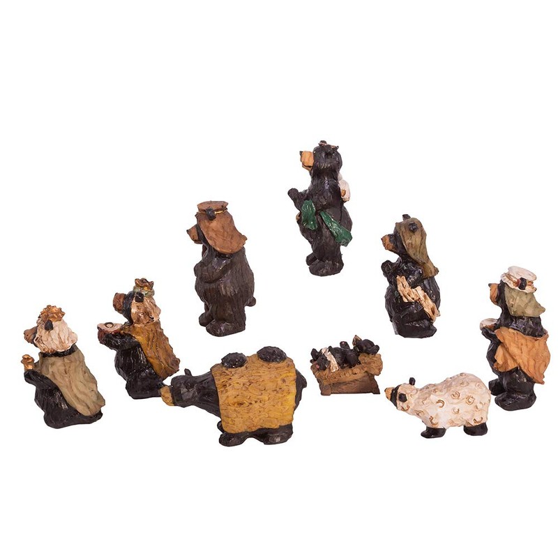 Kurt Adler Resin Nativity Bear, 4-Inch, Set of 9