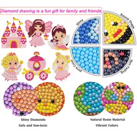 5D Diamond Painting Sticker Set for Children, DIY Cartoon Animal Painting Animals Diamond Sticker Kit [Diamond Pictures for Children] Diamond Painting Kits for Stickers Colour Girl Boy Birthday Gift