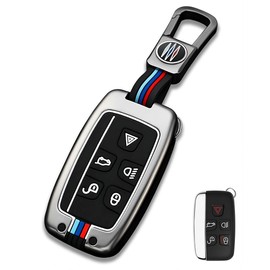 YONUFI for Land Rover Key Fob Cover Case Metal Shell Smart Key Holder Compatible for Range Rover Sport Discovery LR4 Evoque Velar (LRB-Gray)