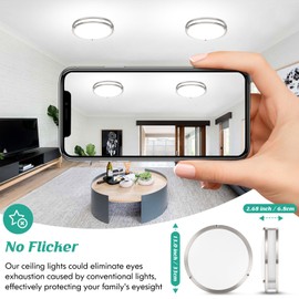 Brightever LED Ceiling Light Fixture, 36W 4400Lm Flush Mount Ceiling Lights, Dimmable 5CCT 2700K/3000K/4000K/5000K/6500K, 13" Super Bright Bedroom Lamps for Kitchen Hallway, Brushed Nickle, 2 Pack