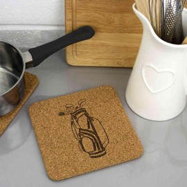 'Golf Bag Filled with Irons and Woods' Square Cork Trivet/Pot Stand (TR00027164)