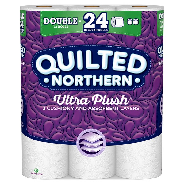 Quilted Northern Ultra Plush Toilet Paper, Pack of 12 Double Rolls, Equivalent to 24 Regular Rolls