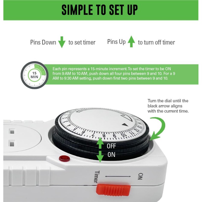 Generic 240V Mechanical Timer with Dual Outlet for Aquarium, Grow