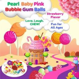 Albert's Candy ColorSplash Bubble Gum Balls for Chewing, 1 Inch, Pearl Baby Pink, Strawberry Flavor, Party, Events, Weddings, 2 Pounds