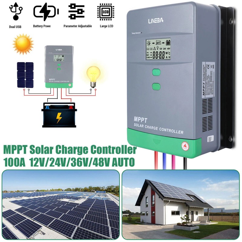 LINEBA 5200W 100A MPPT Solar Charge Controller 12V/24V/36V/48 - 100A