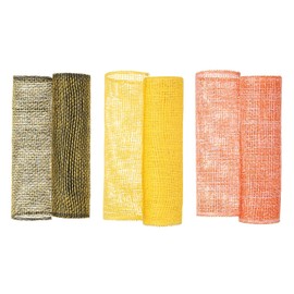 uxcell 3 Pcs Decorative Mesh Ribbon, 10 Inch x 5 Yard Mesh Ribbon Roll Foil Metallic for Christmas Tree Wreath Decoration, Orange/Yellow/Black Yellow