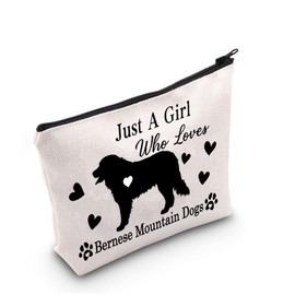 Bernese Mountain Dog Lover Gift Just a Girl Who Loves Bernese Mountain Dogs Makeup Bag Bernese Mountain Mom Cosmetic Bag Dog Mama Travel Bag (Just a Girl Who Loves Bernese)