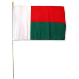 AES 12x18 12"x18" Wholesale Lot of 3 Madagascar Country Stick Flag 30" Wooden Staff