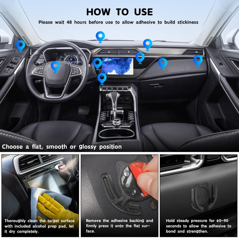 HOMEFOX Multi-Surface Holder Car Mount 3 Pack Compatible for Popsocket