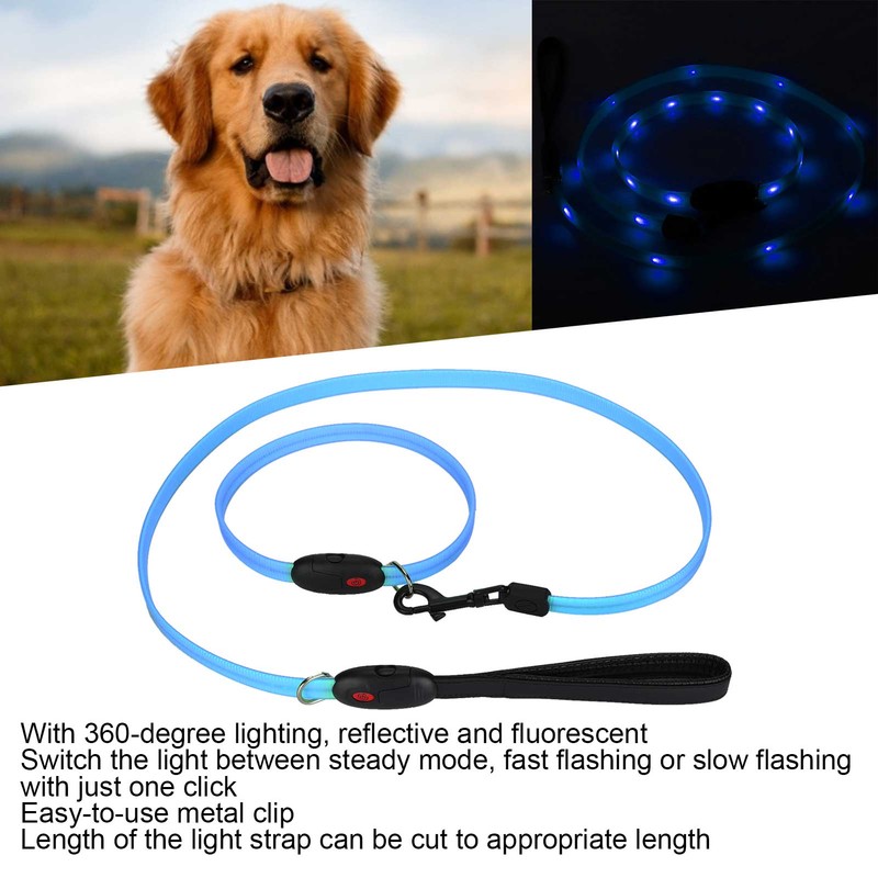 Outdoor Dog LED Collars with Leashes Set USB Rechargeable Pet