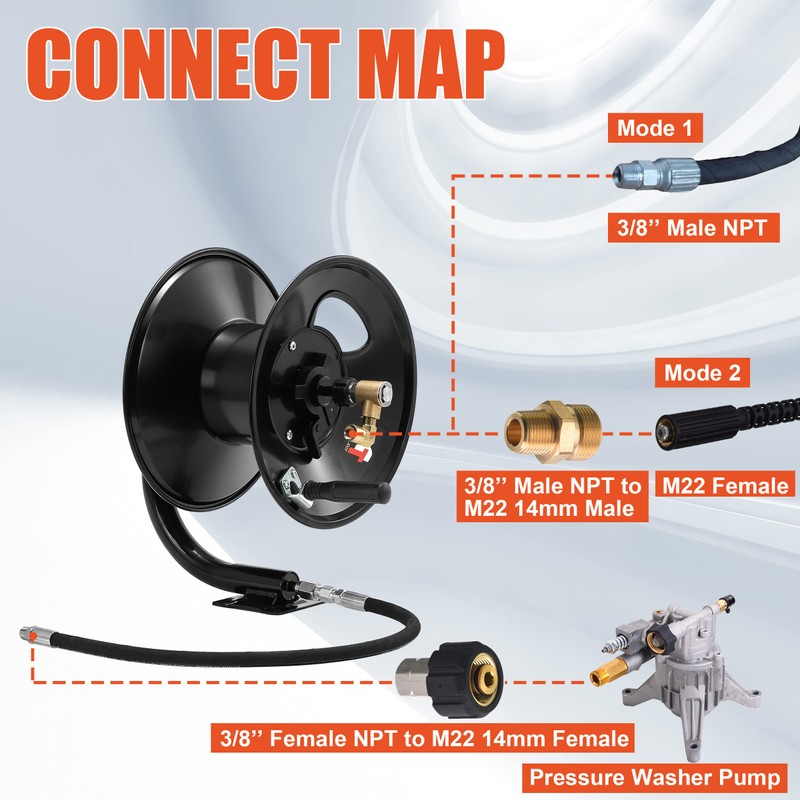 Tool Daily Pressure Washer Hose Reel, 100 FT Heavy Duty