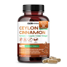 Liposomal Ceylon Cinnamon with Turmeric & Apple Cider Vinegar – Supports Heart, Digestion & Metabolism – 150 Capsules – Made in The USA