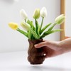 PRETYZOOM Wooden Vase Tulips Artificial Flowers Flower Vase Wooden Floral