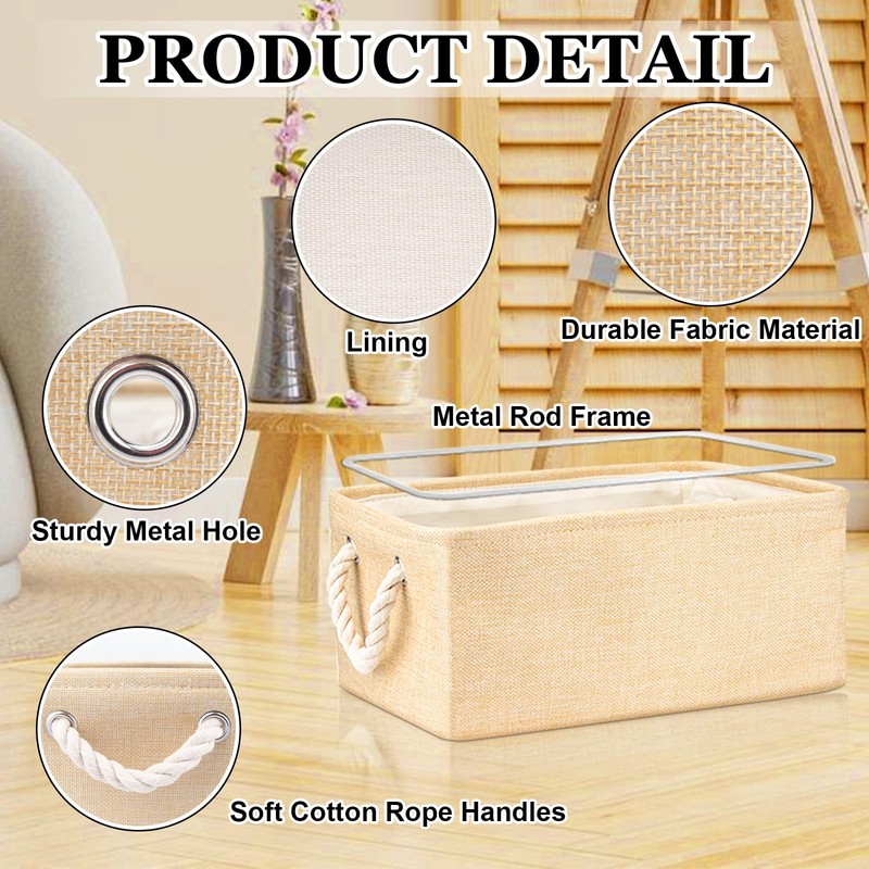 Polly Online Closet Storage Bins,Small Laundry Baskets,Linen Foldable Storage Baskets