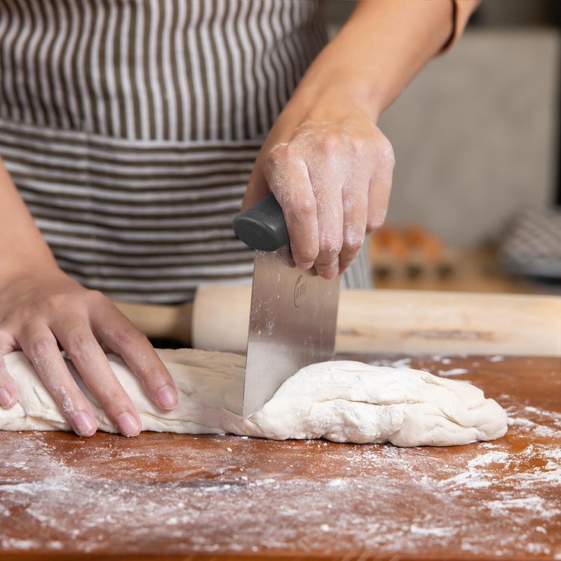 Stainless Steel Dough Bench Scraper & Chopper, Pastry Cutter for