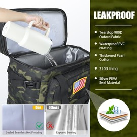 Tactical Backpack Cooler, AYAMAYA Leakproof 40 Cans Soft Cooler Backpack with Handle, Waterproof Insulated Tactical Lunch Box Bag for Work, Beach, Travel, Camping, Picnic, Hiking