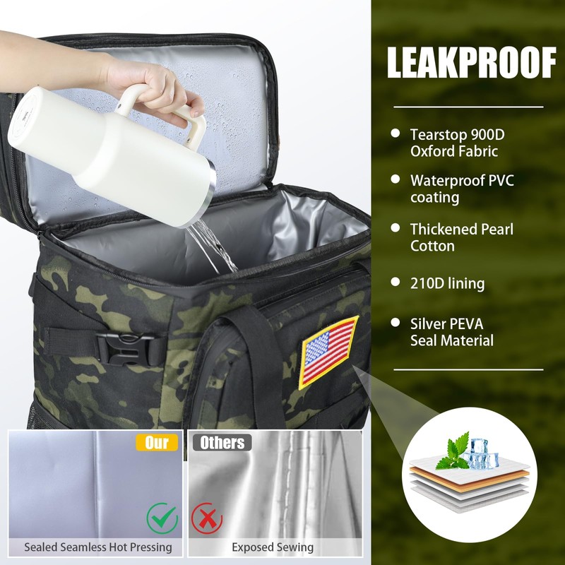 Tactical Backpack Cooler, AYAMAYA Leakproof 40 Cans Soft Cooler Backpack