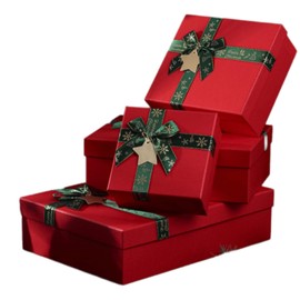 Krdrgey 4-Pack Christmas Gift Boxes with Lids, Golden Ribbons, Red and Green, 4 Sizes Boxes for Holiday Gifting, Party Favors, Treats, and Hostess Decor (green)