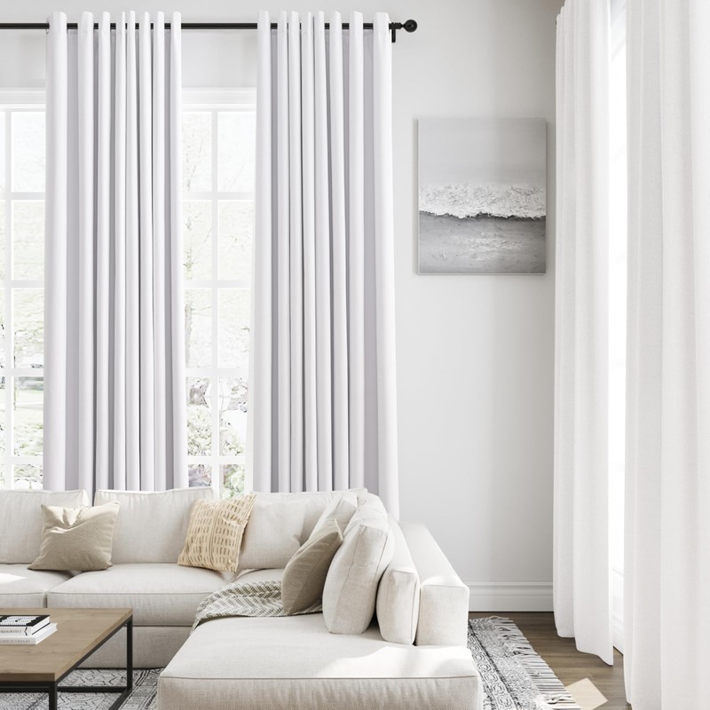 Jowels Cortinas Opacas De Lino Blanco De 100" De Largo,