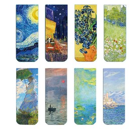 Lumbor37 Separador de Libros, Marcapáginas para Hermosas pinturas, Marcadores Página Magnéticos, Marcadores de Impresión de Arte de Pintura para el Van Gogh Monet, Oficina Papelería Lectura (8P)