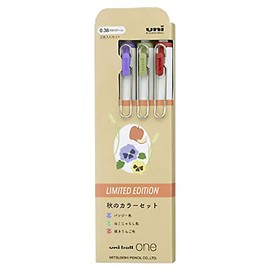 MITSUBISHI PENCIL UMN-S-38G3C-ATM, UNIBALL ONE LIMITED SET, Autumn Color, 3 Color Set, 0.01 inches (0.38 mm), Pansy Color, Cat Puffy Color, Baked Apple