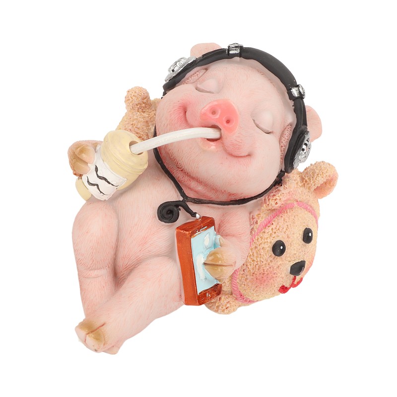Pig Statue Mini Funny Casual Musical Resin Pig Art Figurine