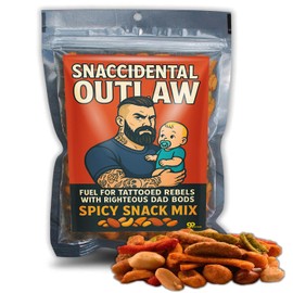 Snaccidental Outlaw Gourmet Trail Mix - Inked Father Spicy Snack Blend for Men, Hot Tattoo Dad Gifts, Sriracha Peanuts, Guacamole Bites