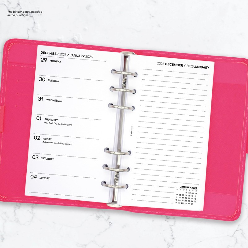 2026 Week on one page diary & lined notes organiser